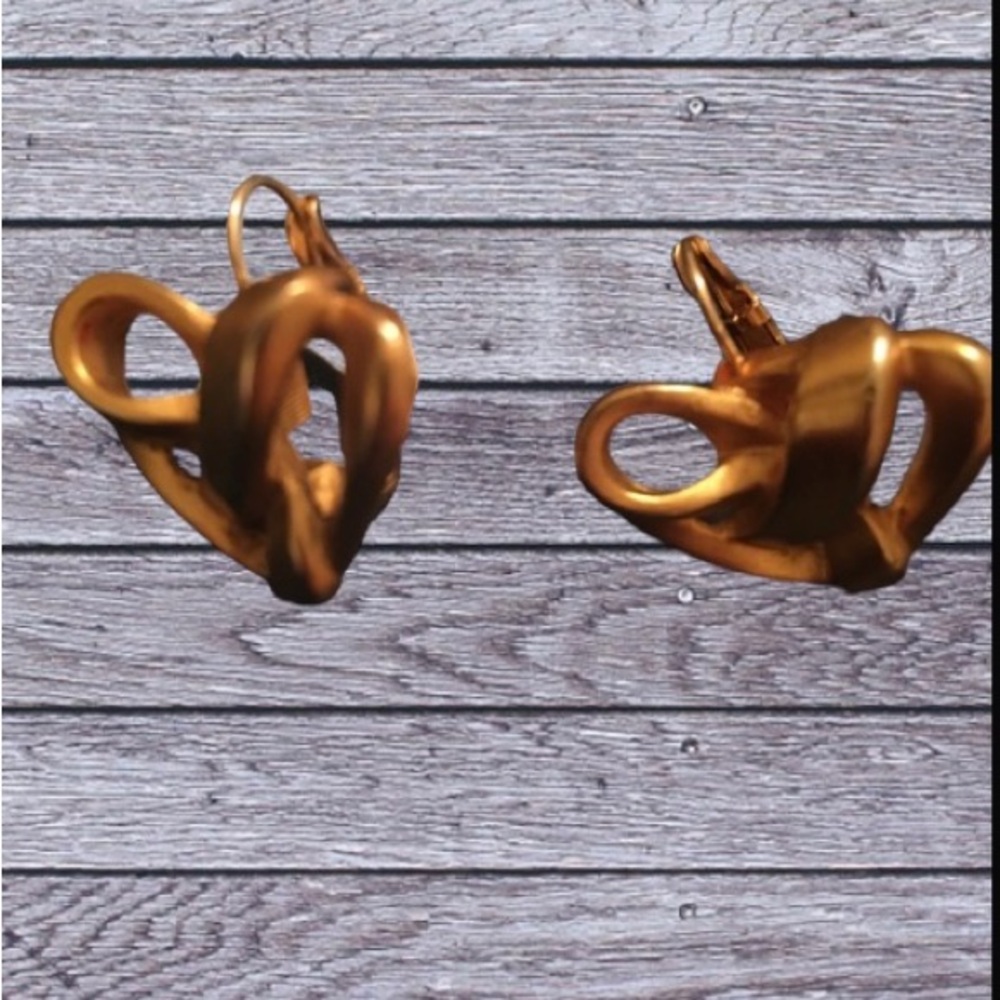 Vintage Anne Klein Brushed gold lever back hearts